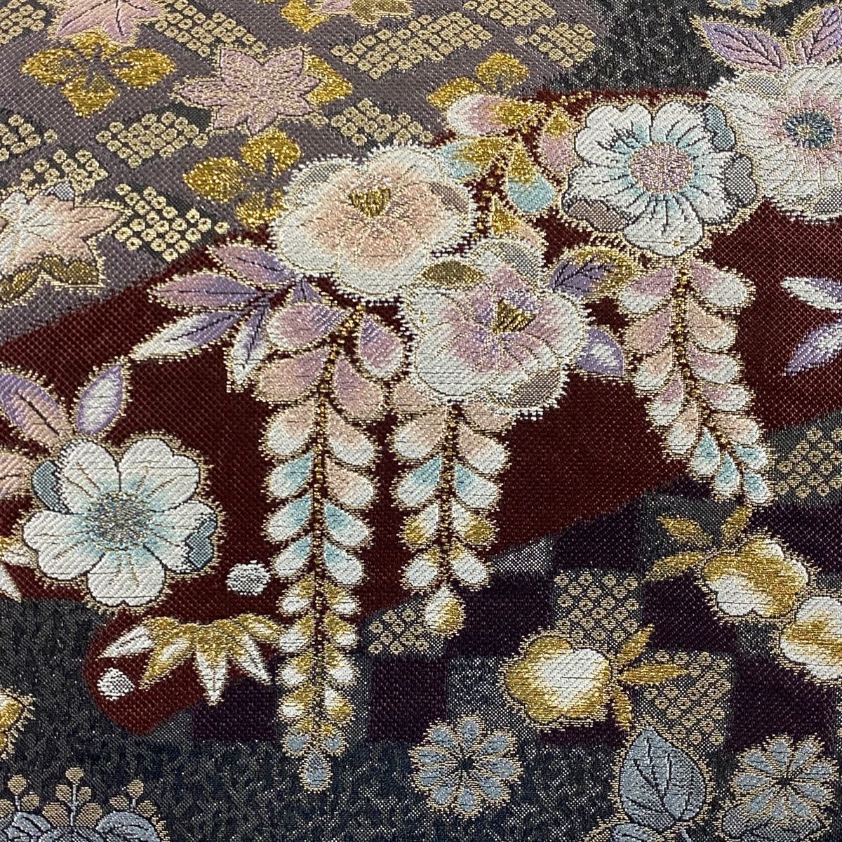 袋帯 美品 名品 やまと 辻ヶ花柄 霞 箔 金糸 墨色 六通 正絹