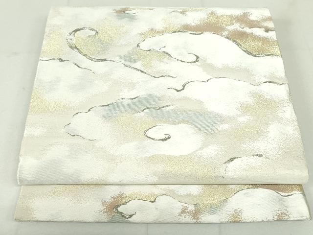 平和屋着物●六通柄袋帯　唐織　霞雲文　金糸　正絹　逸品　DAAU6910ob 平和屋着物○六通柄袋帯 唐織 霞雲文 金糸 正絹 逸品 DAAU6910ob