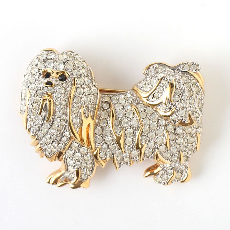MOG25057 美品 SWAROVSKI スワロフスキー ブローチ 犬 ライン