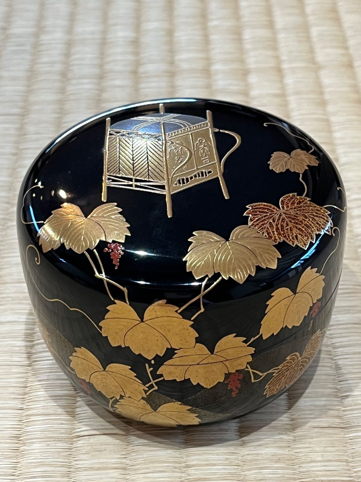 蔦の細道蒔絵 平棗 内銀地 秋の棗 開炉