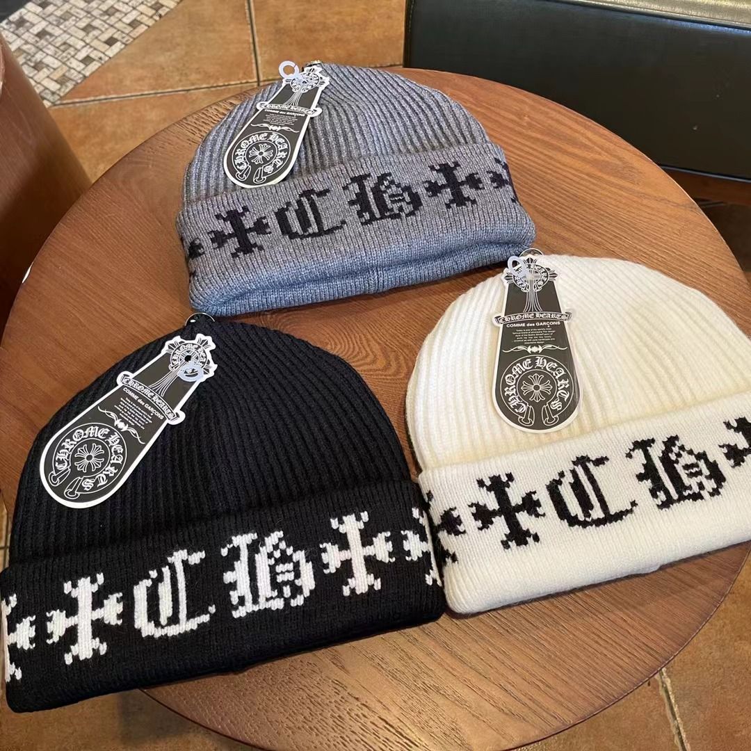 CHROME HEARTS(クロムハーツ) Cashmere Leather knit beanie カシミヤ