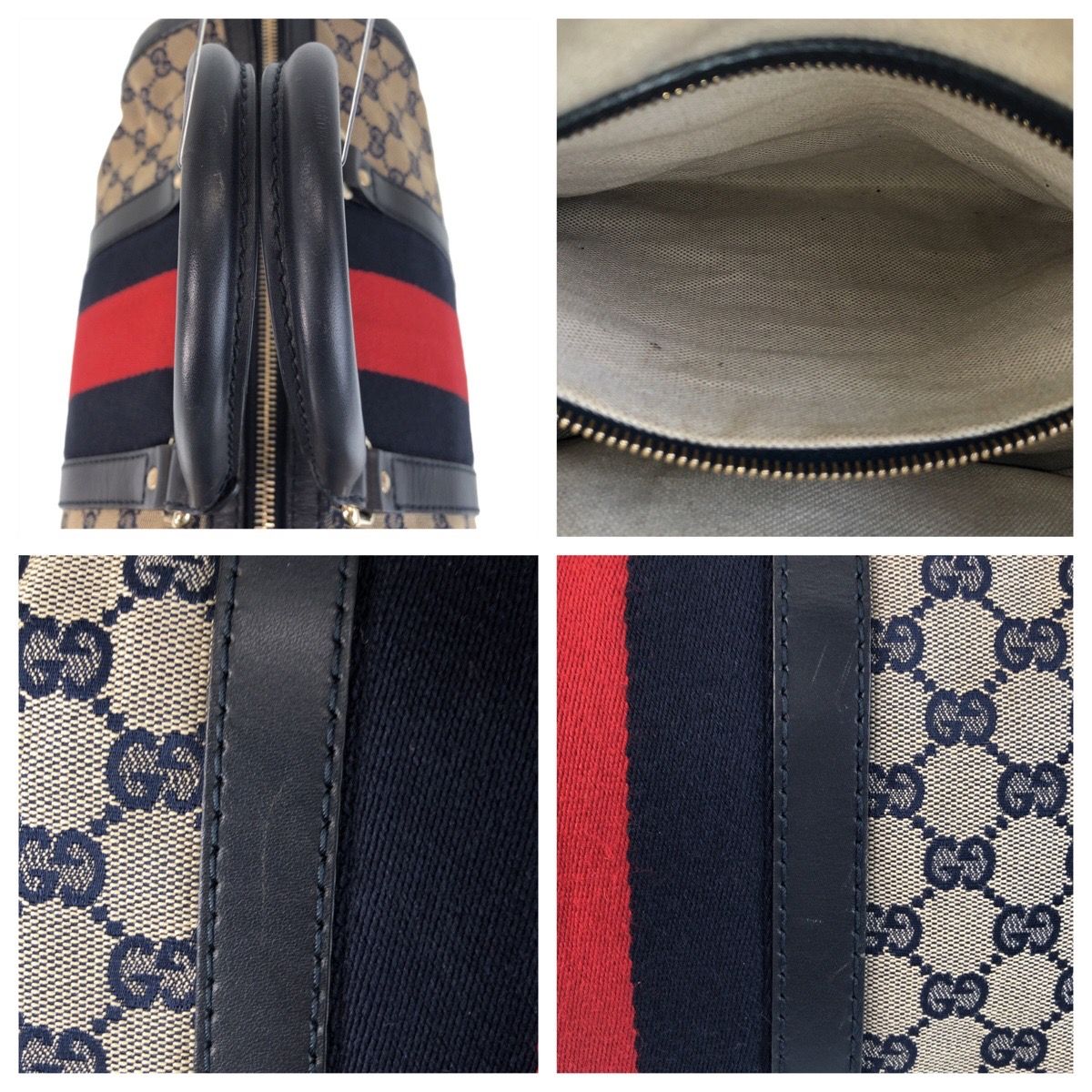 美品 GUCCI グッチ シェリーライン ネイビー ベージュ ゴールド金具 GG