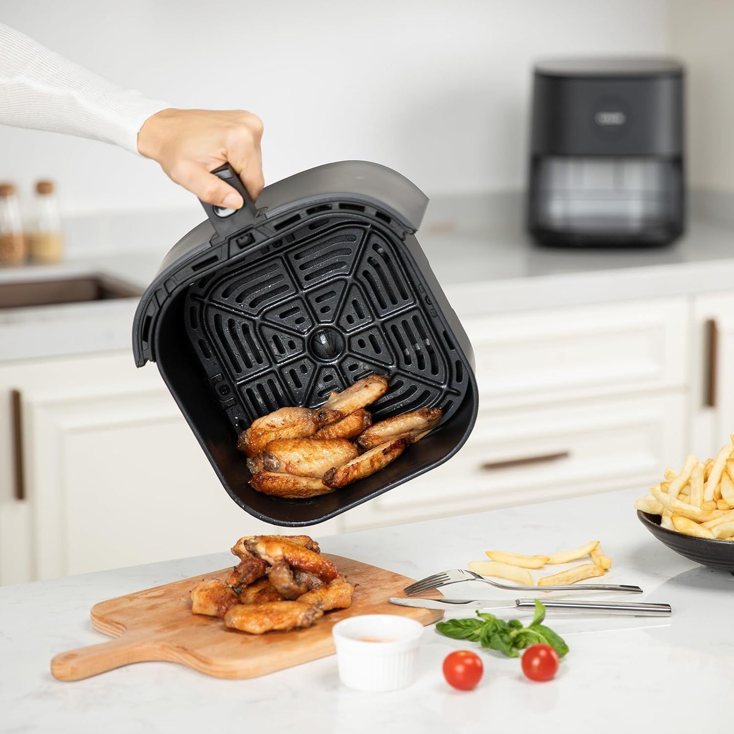 COSORI コソリ ノンフライヤー 4.7L 大容量 家庭用 電気 エアフライヤー 最高温230℃ 揚げ物 ポテト 惣菜 日本語レシピ付き タイマー 自動電源オフ グレー CAF-L501-KJP WWW_KANDAIZUMI_COM