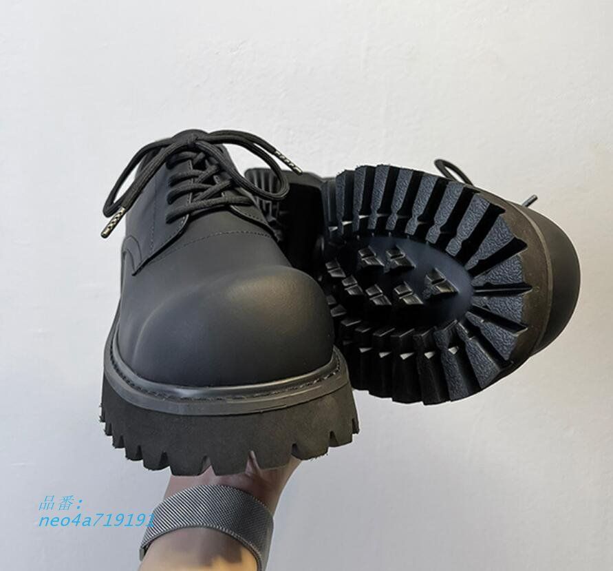 ダービーシューズ男性靴黒マットトップ厚底メンズインヒール