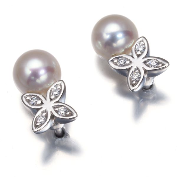 ミキモト MIKIMOTOピアス パール 5.8mm ダイヤモンド K18WG