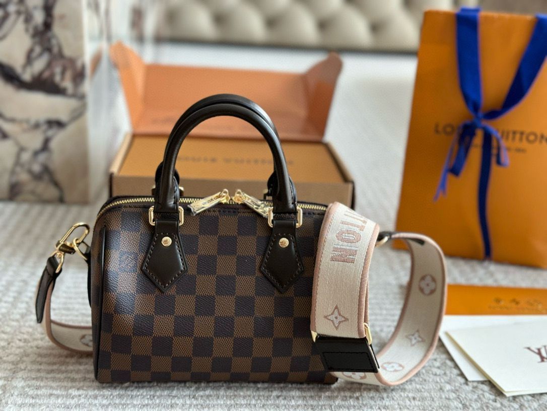 今日 LV Speedy Bandouli?re 20 - ルイヴィトン スピーディ バンドウリエール 20 ~ ダミエエベーヌ帆布 × レザーアクセント 都市ライフにピッタリなスニーカー風デザイン～ -MM輸入2