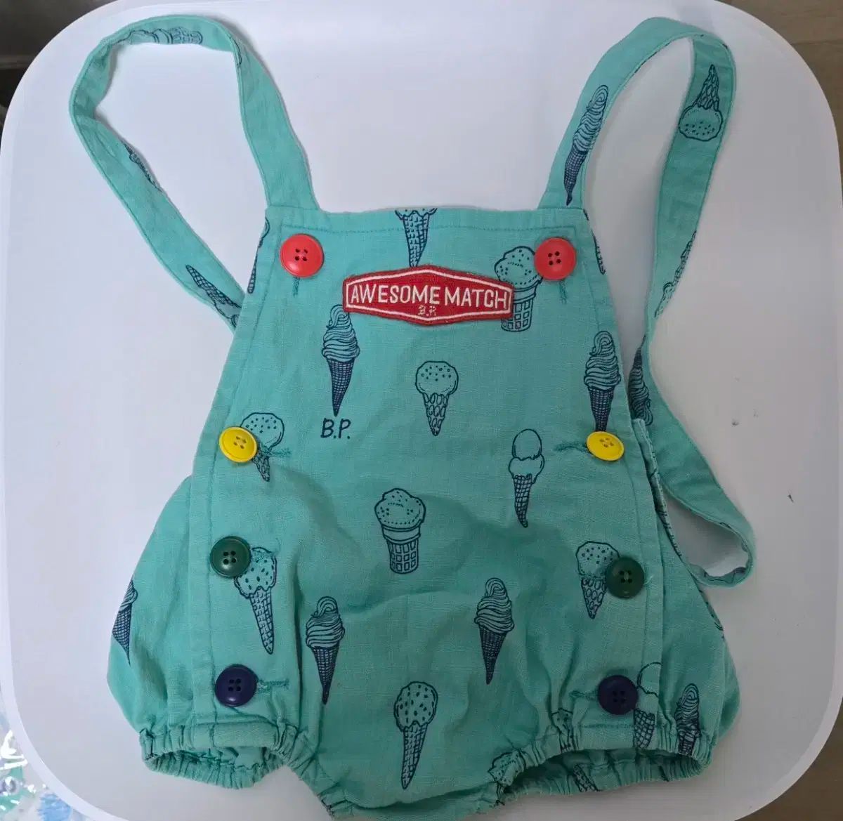 apolina 6-12m Apolina グリーン刺繍ロンパース 6-12M