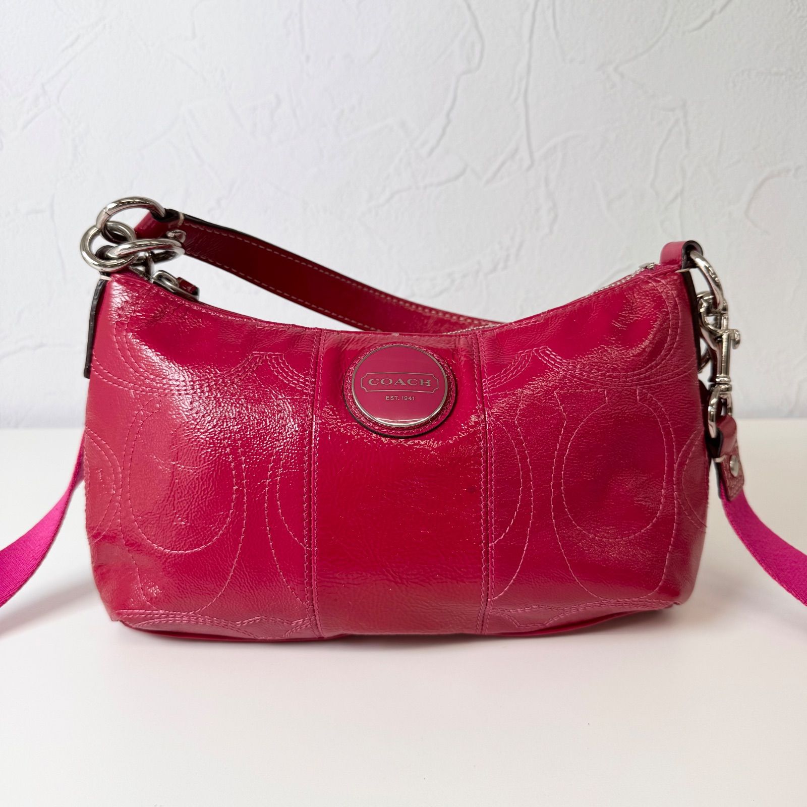 COACH コーチ アクセサリーポーチ ハンドバック ワンショルダー ピンク ✨Cランク COACH コーチ 2way ハンドバッグ ショルダーバッグ
