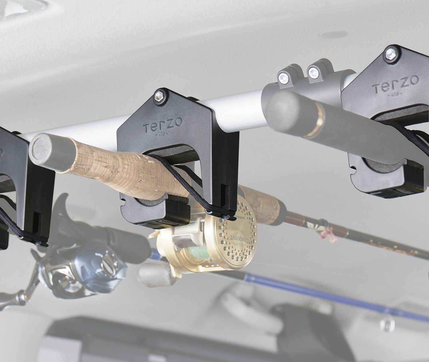 釣り竿用アタッチメント(2本積み) Terzo テルッツォ (by PIAA) 車室内キャリア オプション スマートバー用 ロットホルダー フロント用/リア用 各2個入 2本積み ブラック EA600RG