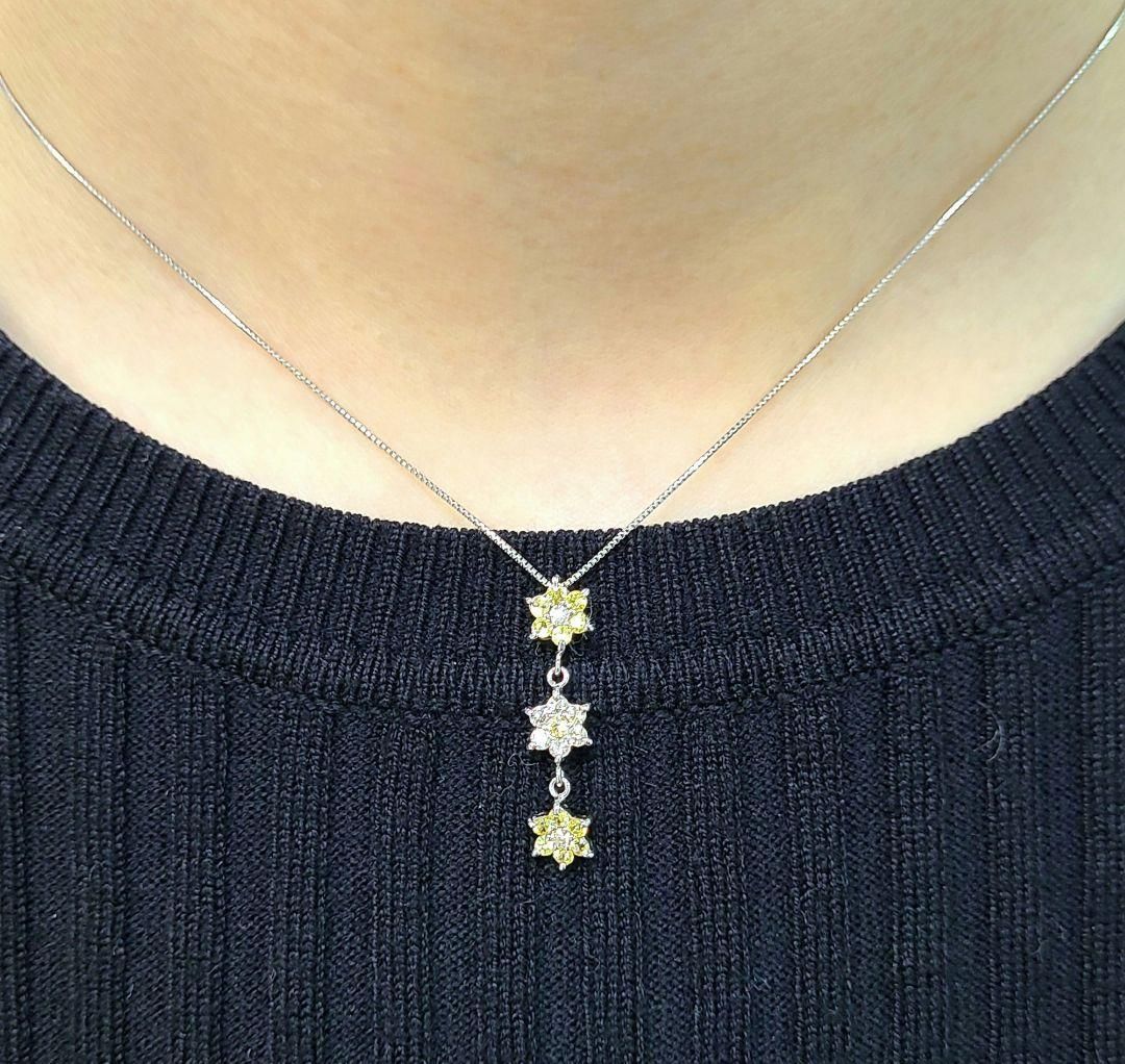 フラワーモチーフ イエロー サファイア ダイヤモンド K18 WG