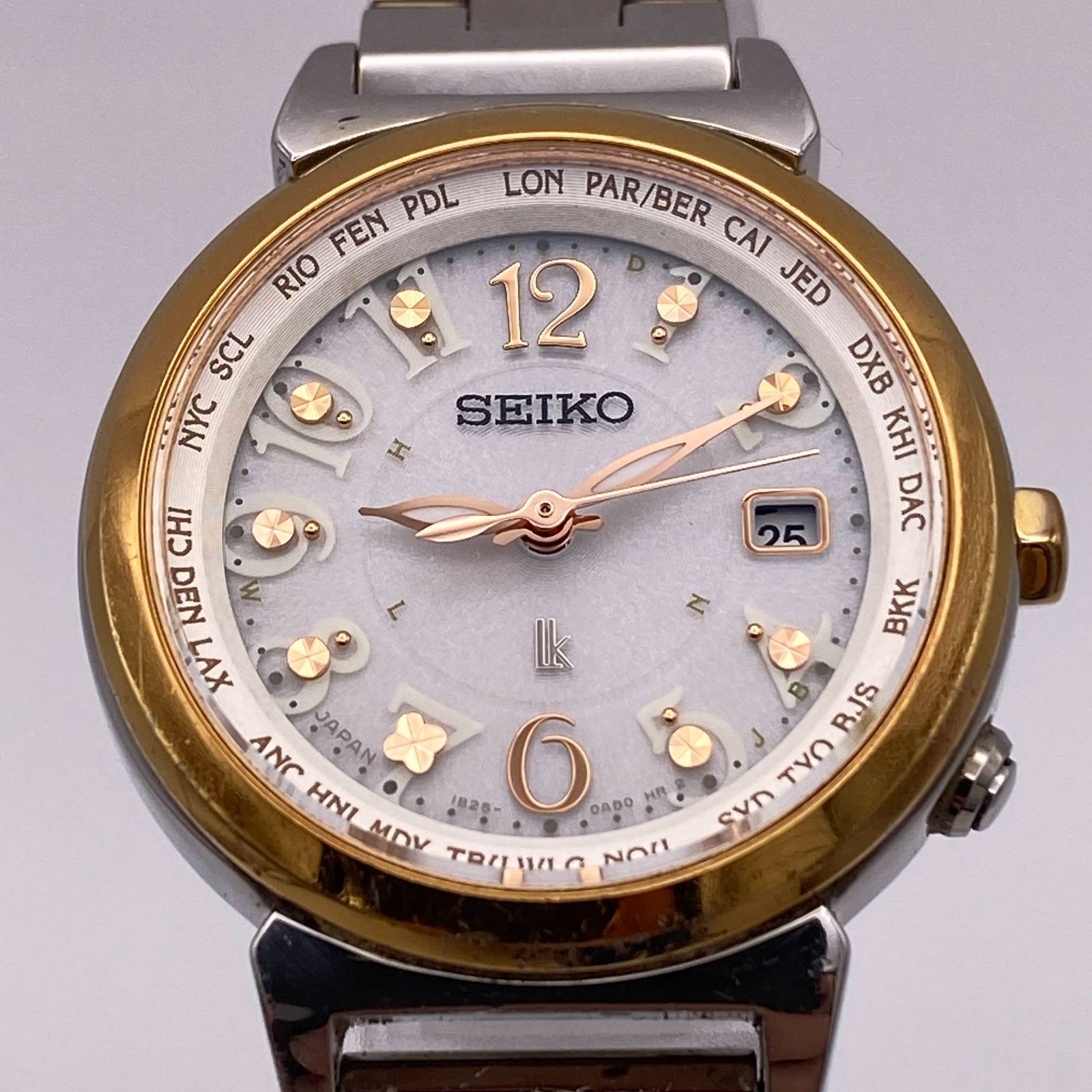 コンビ セイコー SEIKO ソーラー電波 ルキア LUKIA 1B25-0AA0 稼働品 