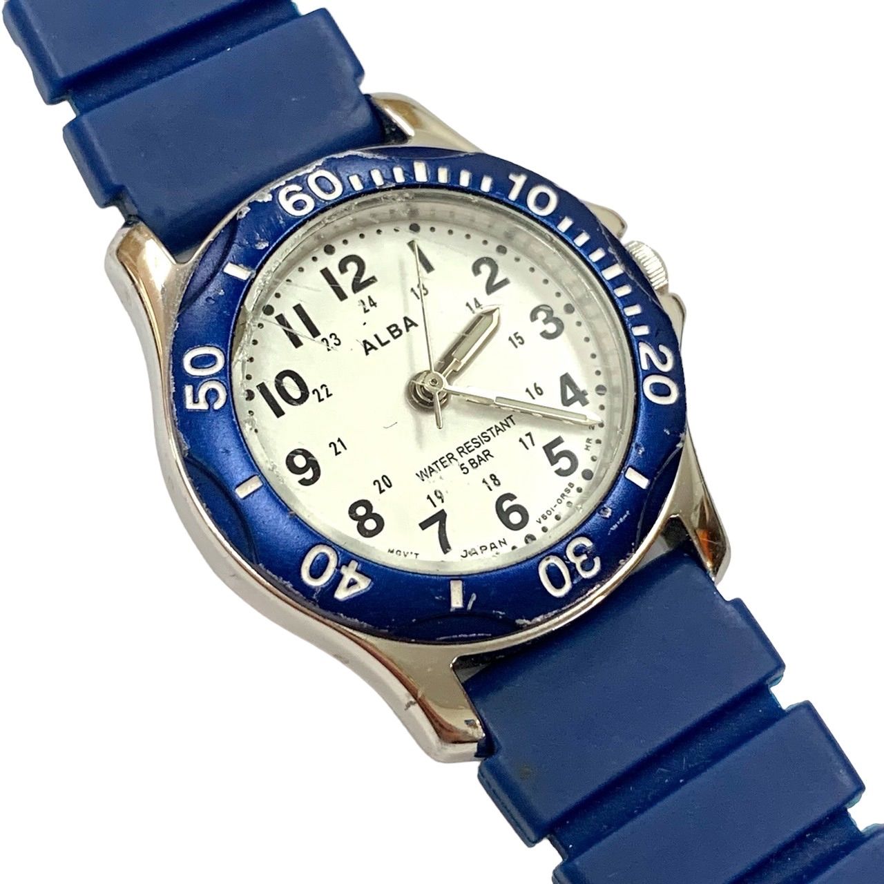 【電池交換済み】SEIKO ALBA AKA ブルー　セイコー 電池交換済み SEIKO ALBA AKA セイコー アルバ 腕時計 ツノ