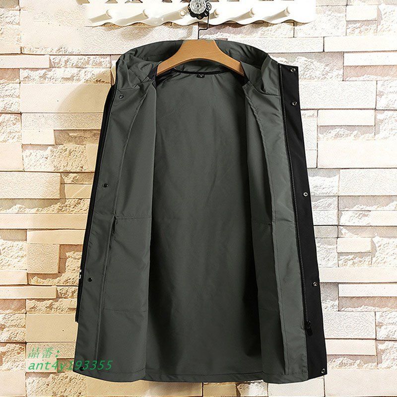 トレンチコート メンズ 春秋冬 ロング丈ジャケット アウターフード付き