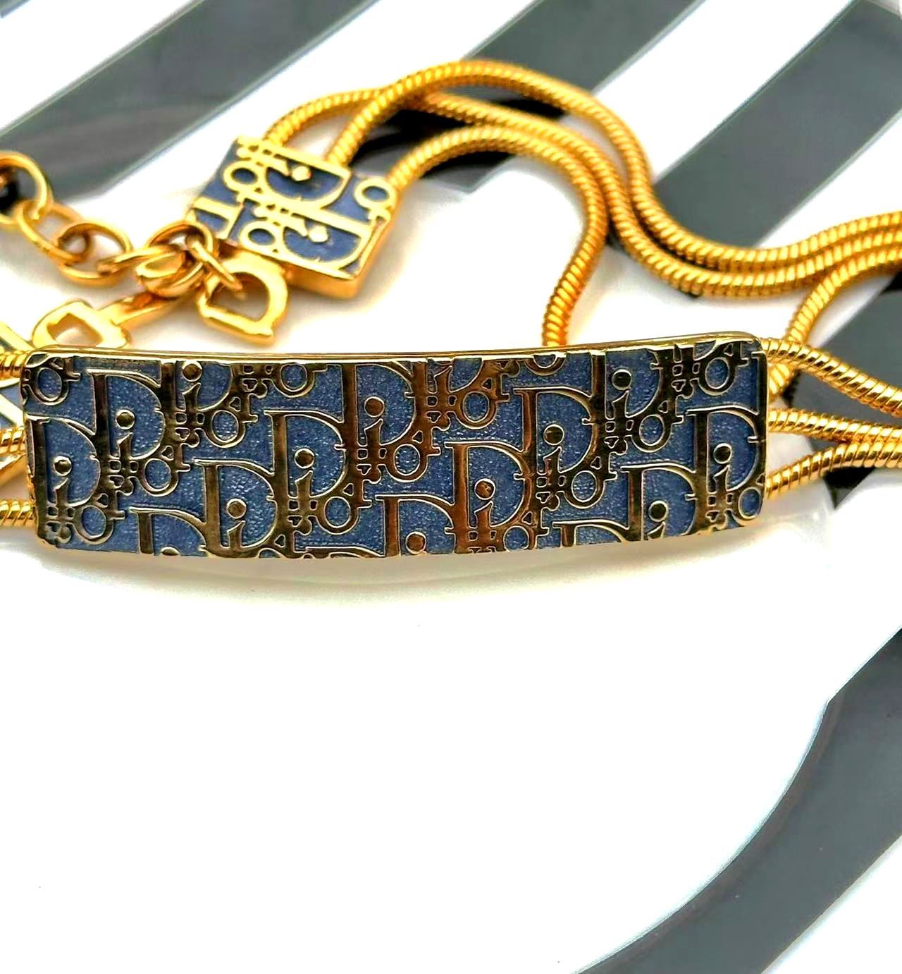 クリスチャンディオールChristianDiorヴィンテージトロッターDIORロゴネックレスチョーカーゴールド金具刻印あり