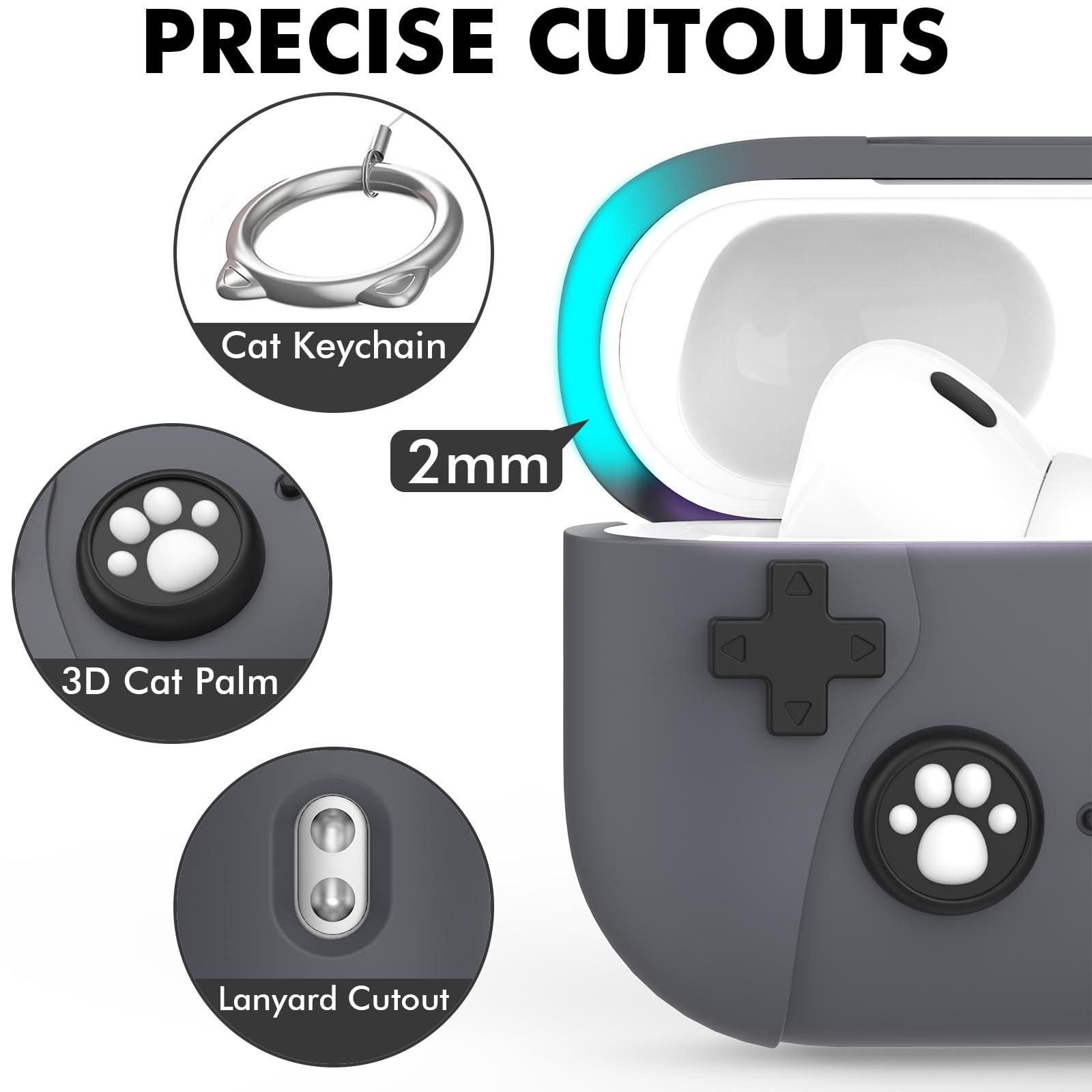 AirPods Pro2 ※白猫 Amazon | AirPods Pro2ケース 黒と白 猫 ネコ柄 AirPods Pro第2
