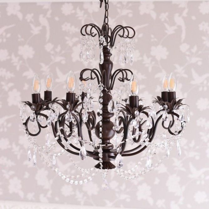 LEDライト付シャンデリア 8灯 アンティーク調 イングランド LED簡単取付 天井照明 LED電球対応 北欧 アンティーク クラシック 4004