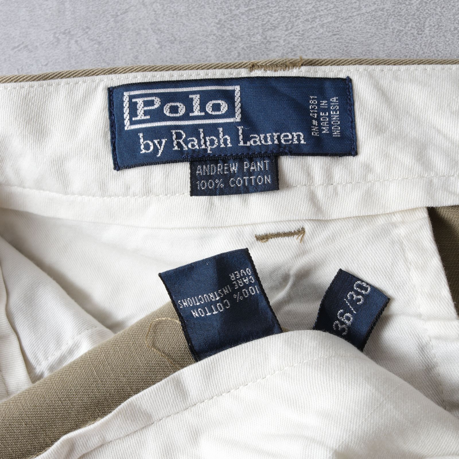 『ANDREW PANTS』 POLO RALPH LAUREN 2TUCK美品 90's Polo by Ralph Lauren 2 tuck chino trousers 