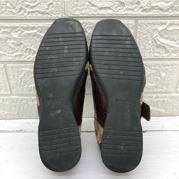 美品❣️ GUCCI グッチ 6125GG柄キャンバス×レザー スニーカー