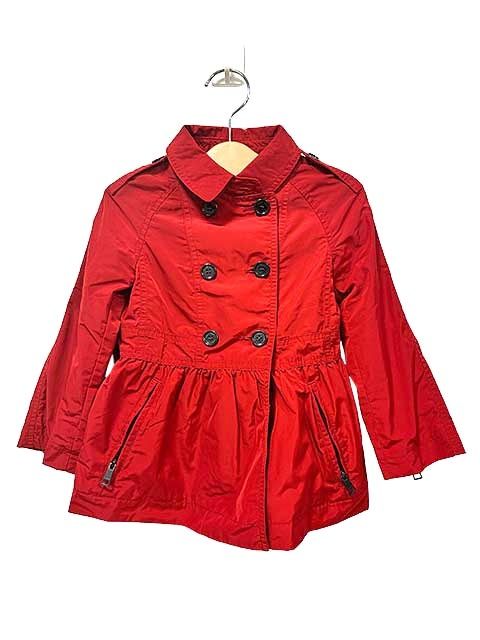 【中古】BURBERRY バーバリー 子供服 コート アウター 女の子 レッド サイズ4Y(104cm)＿S02＿セルモアから出品＿s-0188-r02