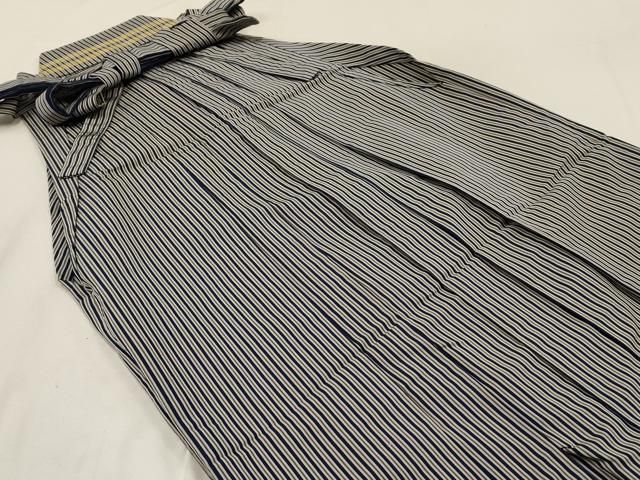 平和屋着物○男性 神代仙台平 行灯袴 縞 三越扱い 正絹 逸品  