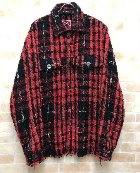 中古】 MLVINCE メルヴィンス OVERSIZED CHECK JACKET レッド×ブラック XL 111399719 - メルカリ