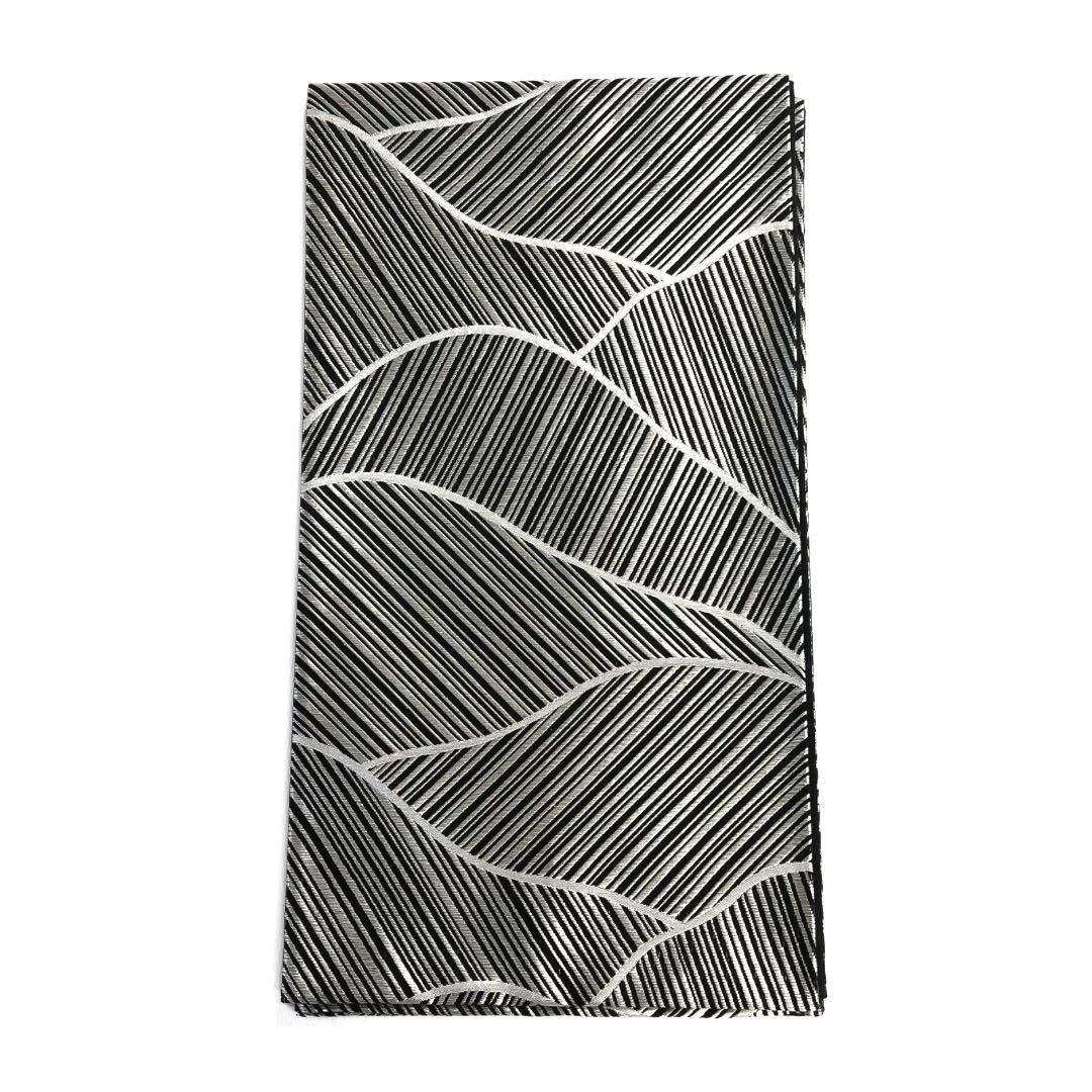 袋帯 縞模様 抽象模様 黒地 シルバー 着物 022 a d - メルカリ