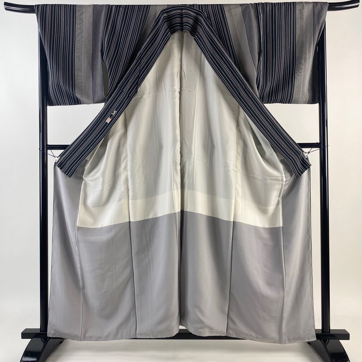 付下げ 身丈158cm 裄丈69.5cm L 袷 金田昇 落款 竹縞 縞 