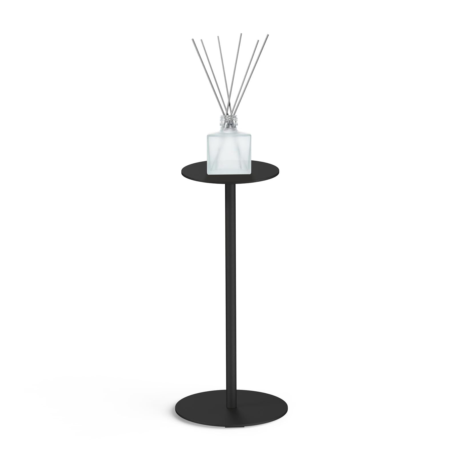 Snowtaros サイドテーブル 丸 ブラック W24?D24?H51.7cm コーヒー テーブル 省スペース ベッドテーブル コンパクト スリムテーブル 安定 フラワースタンド 室内 リビング|ソファ|サイドデスク 組立簡単 黒 天板20×20㎝