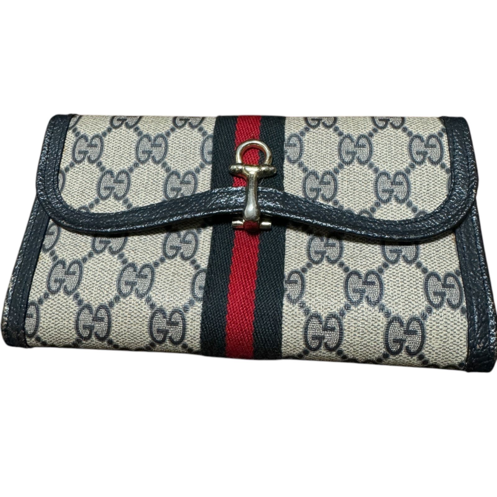 LO4 GUCCI オールドグッチ GG シェリーライン 三つ折り財布