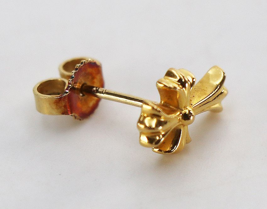 クロムハーツ ピアス 22K CH クロスファット スタッド 14K YG 片耳