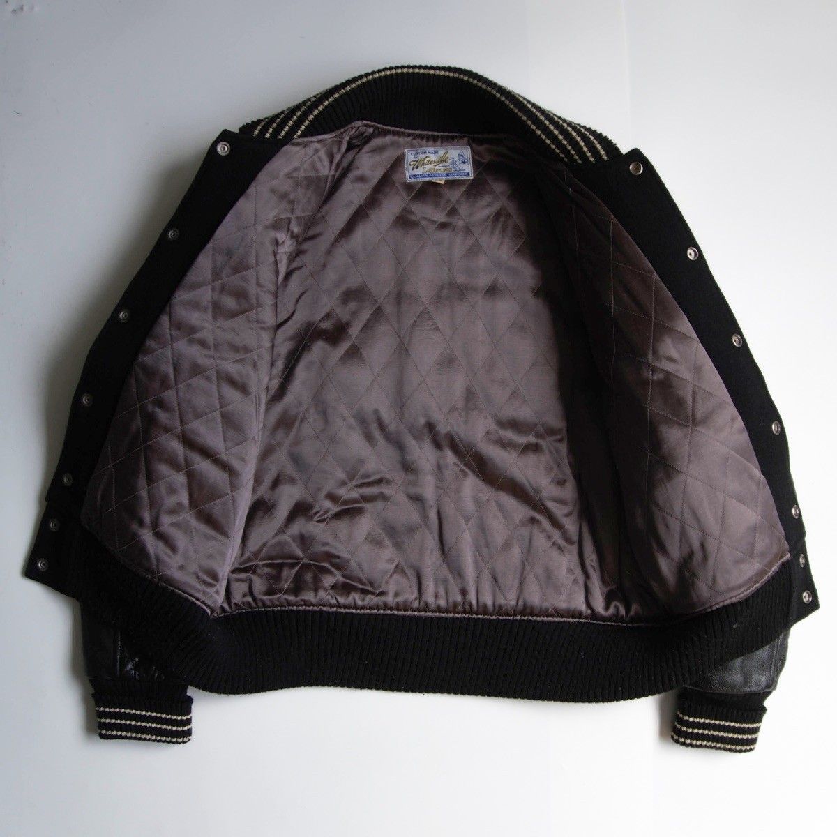 〈貴重〉style eyes whitesville スタジャン フルデコ 38 美品】WHITESVILLE【フルデコ レザースリーブ スタジャン】38