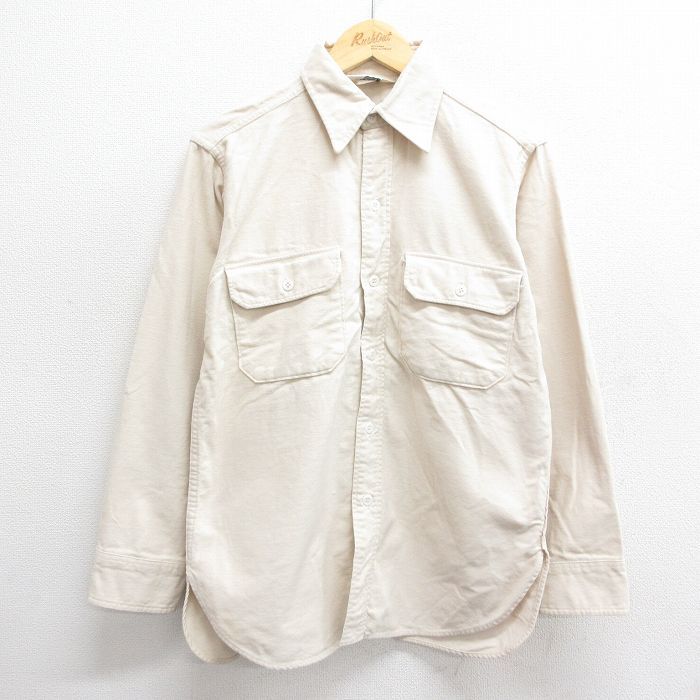 L/古着 ウールリッチ 長袖 ヘビー フランネル シャツ メンズ 80s 薄ベージュ カーキ 24oct08 中古 トップス