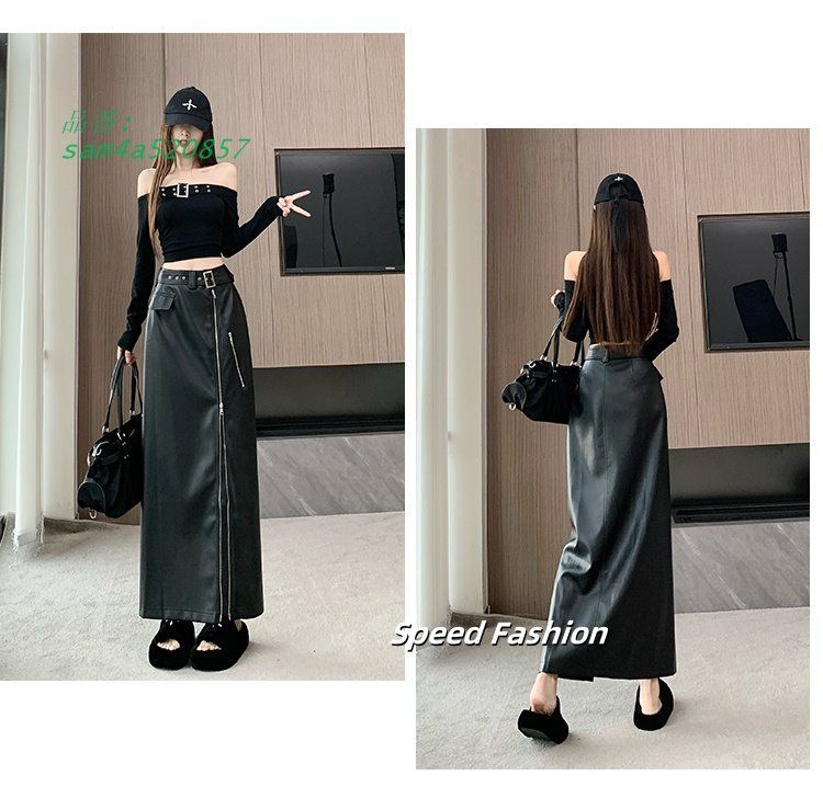 スリム レザースカート