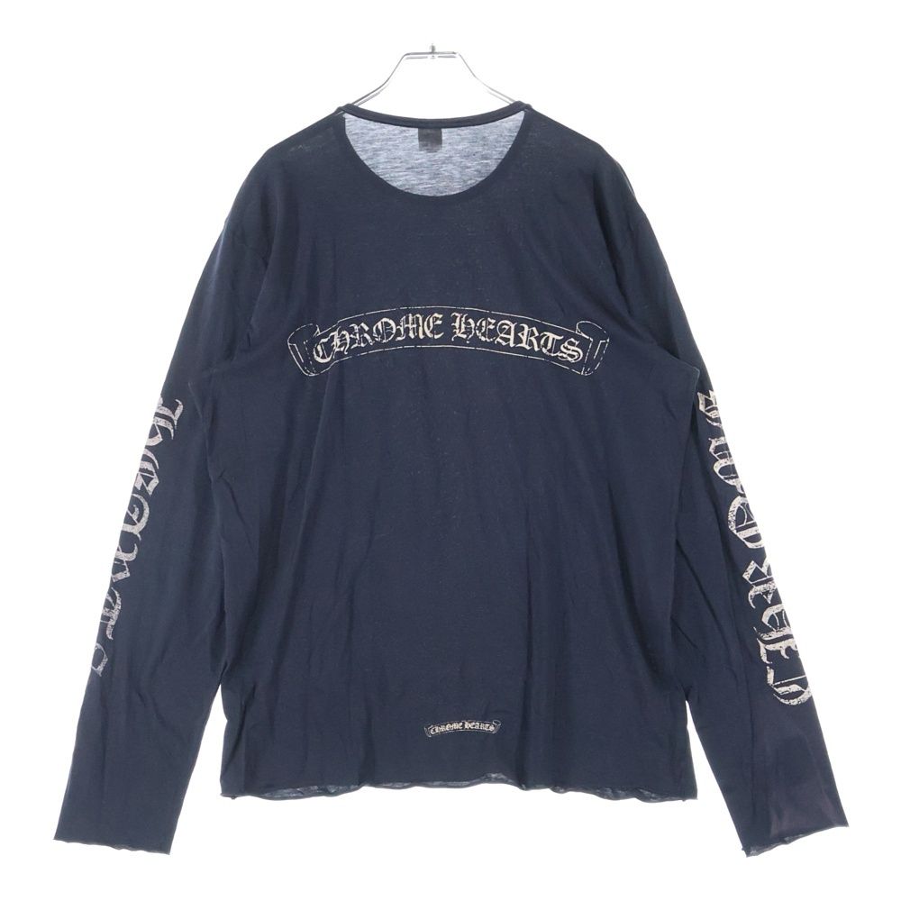 美品 クロムハーツ スクロールロゴ ロングスリーブ カットソー 黒 クロムハーツ CH スクロールロゴ ロングスリーブ T シャツ