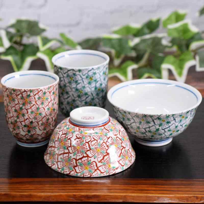 夫婦茶碗 湯呑み ペア 食器セット 九谷焼 花紋 陶器 茶碗 ブランド 和食器