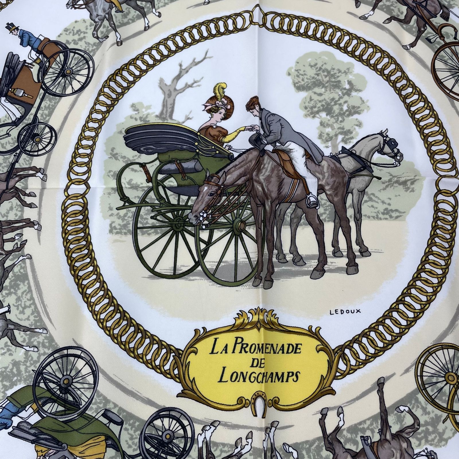 極美品 HERMES エルメス スカーフ シルク カレ90 LA PROMENADE