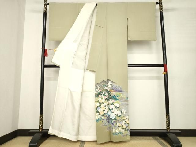 平和屋着物●豪華色留袖 友禅 作家物 風景花文 正絹 AABB4471ck