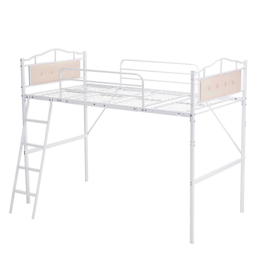 ホワイト】 姫系 1.ロフトベッド パイプベッド シングル ロータイプ