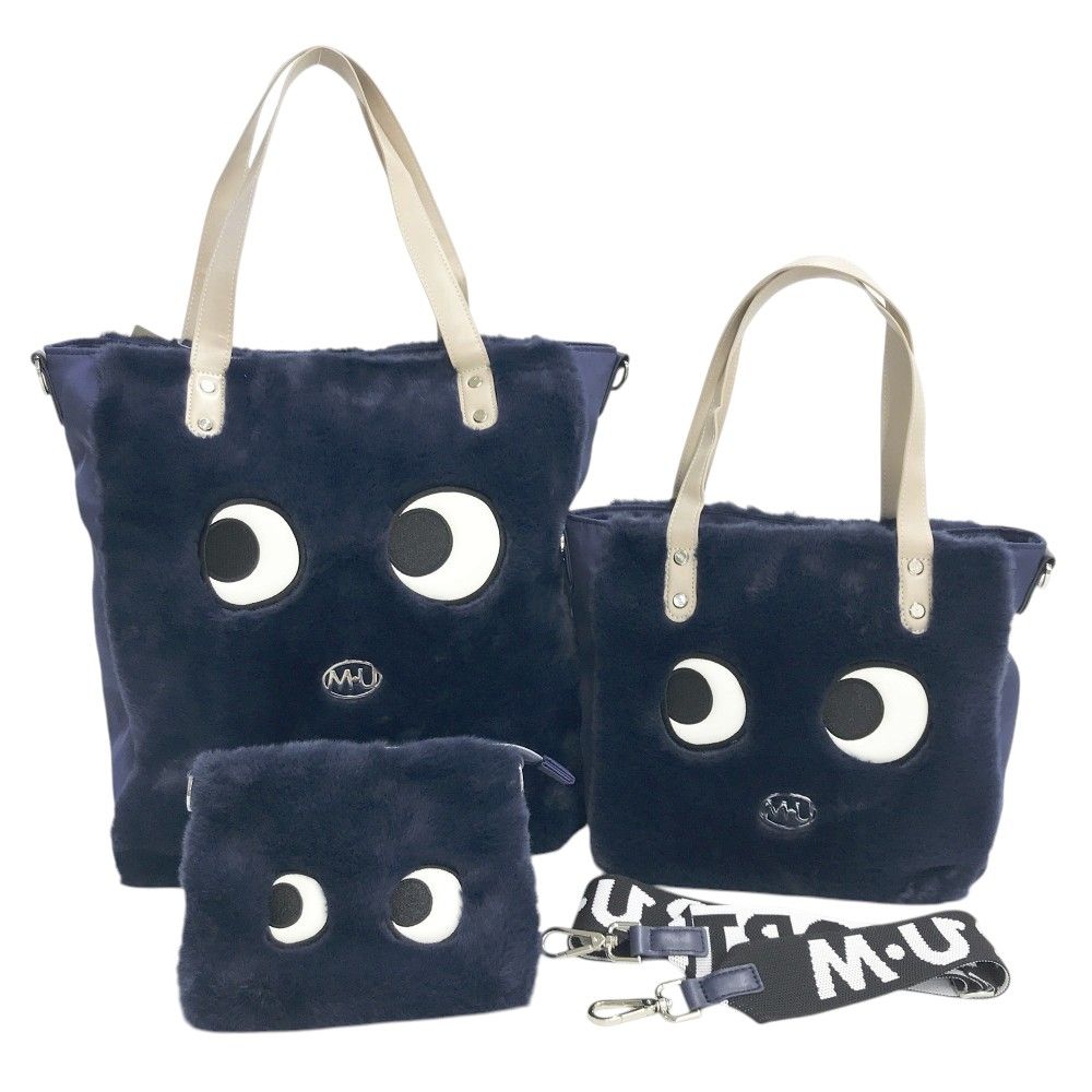 M.U SPORTS エムユースポーツ カート トートバッグ サコッシュ 3点セット UMOキャラEYES ネイビー系 240101532052 ゴルフウェア ストスト
