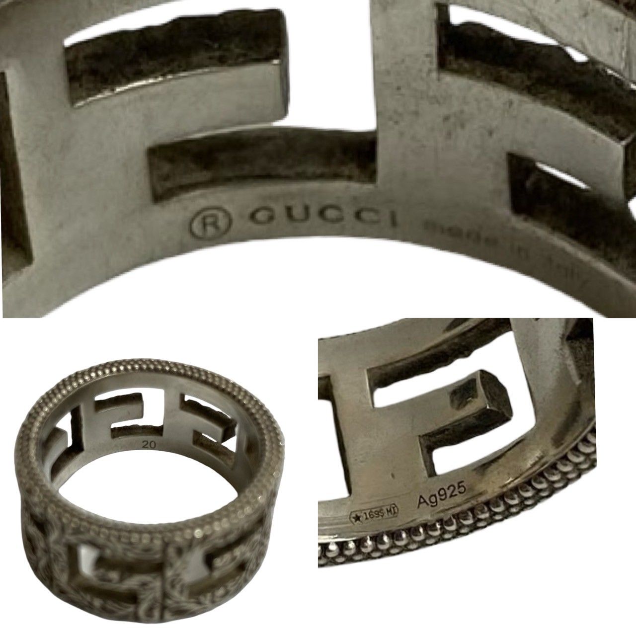 関税送料込】GUCCI グッチ スクエアGシルバーリング 18号 576993 関税送料込】GUCCI グッチ スクエアGシルバーリング 18号 576993