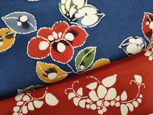 平和屋着物○九寸名古屋帯 型染め 舞花文 鬼しぼ縮緬 正絹 逸品