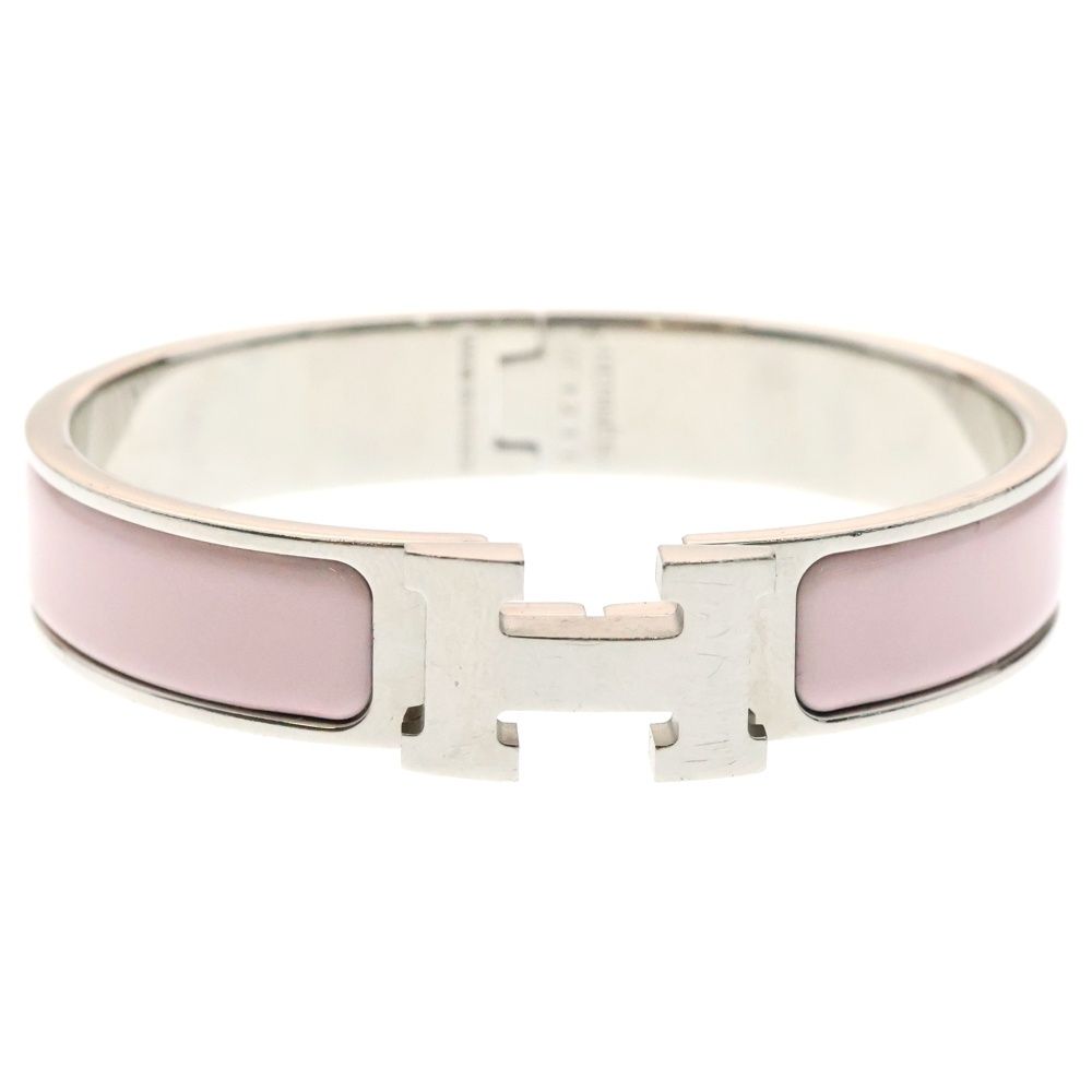 (*)様 HERMES bracelet H ピンク バングル　エルメス　クリッ HERMES (エルメス) クリックH ロゴ エナメルバングル