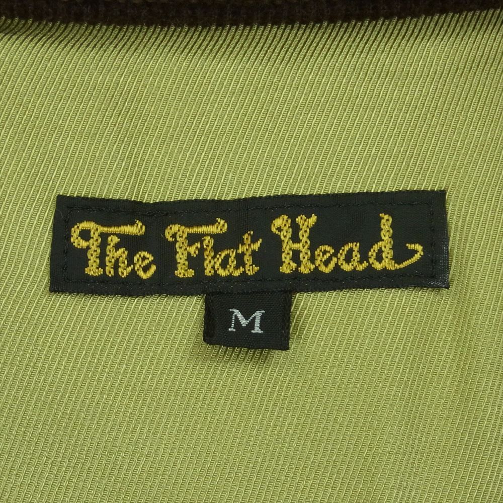 THE FLAT HEAD ザフラットヘッド コーデュロイ レザー 切替 ダウン ベスト ブラウン系 ダークブラウン系 M【中古】