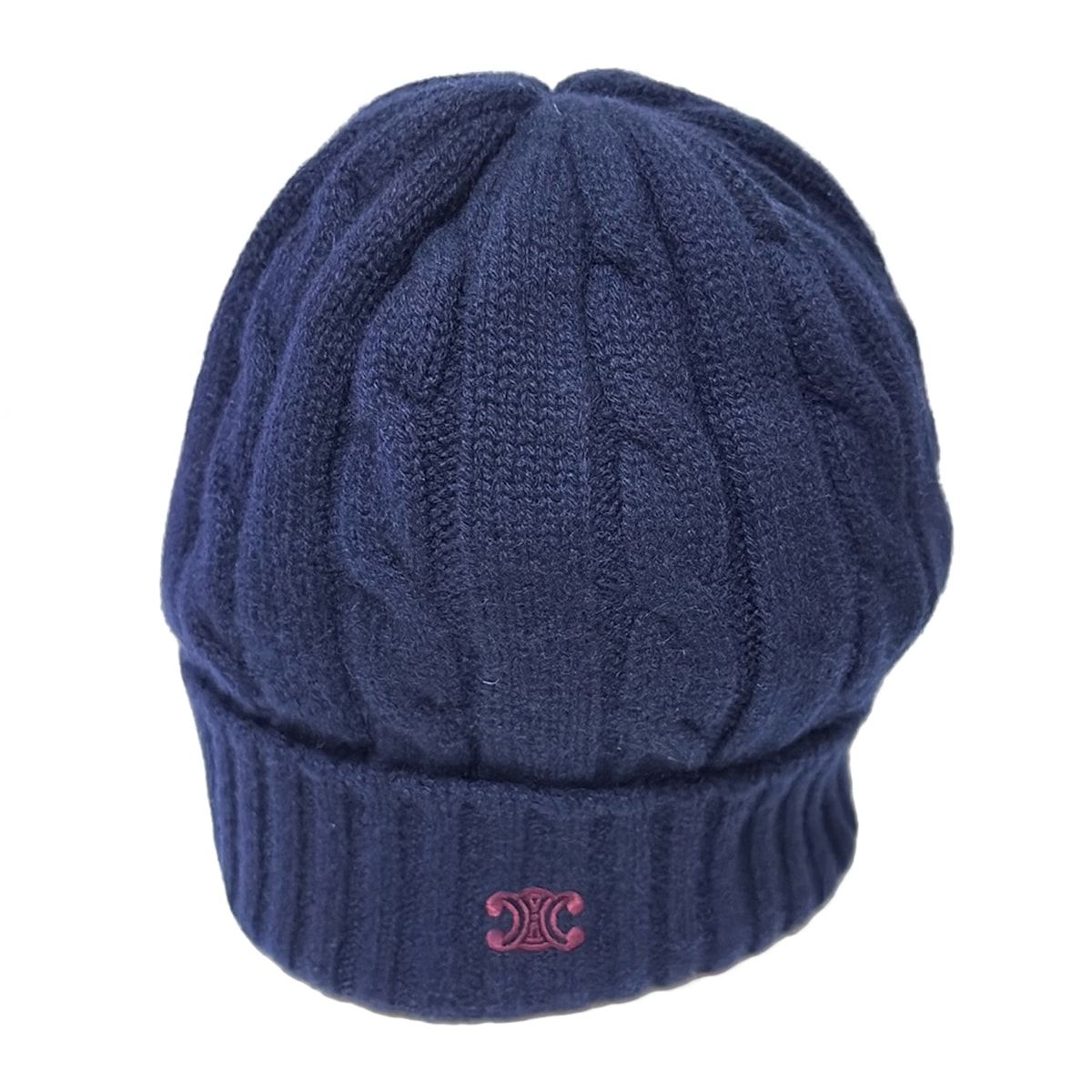 CELINE セリーヌ ニット帽 TU トリオンフ 2AE0L362W.07MR ダークネイビー カシミヤ