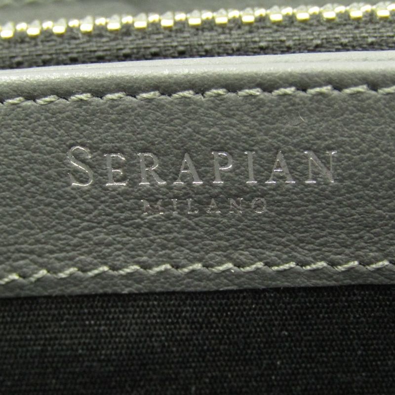 SERAPIAN セラピアン 長財布 ZIP AROUND WALLET IN MOSAICO ラウンドファスナー 大容量 ブラック 黒  80006782