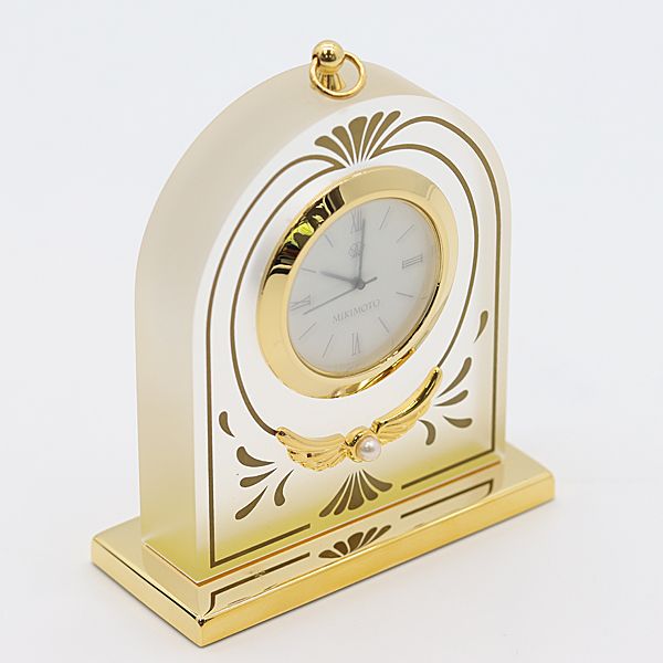 MIKIMOTO（ミキモト） パール 真珠 付 置時計 NNS-500E 白 ホワイト