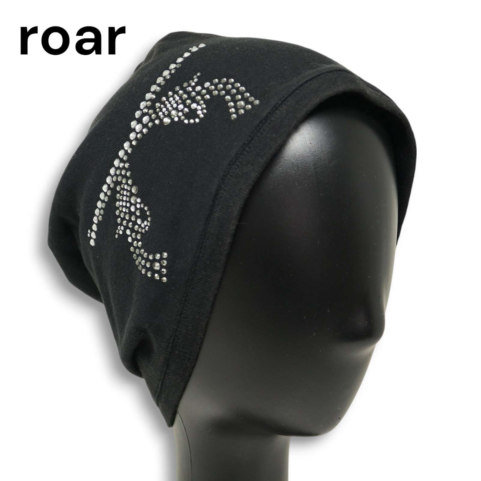 roar ロアー ブラックスワロフスキー 二挺拳銃 ニットキャップ ニット帽 roar ロアー 通年 クロスガン 二丁拳銃 スワロ☆ ニット