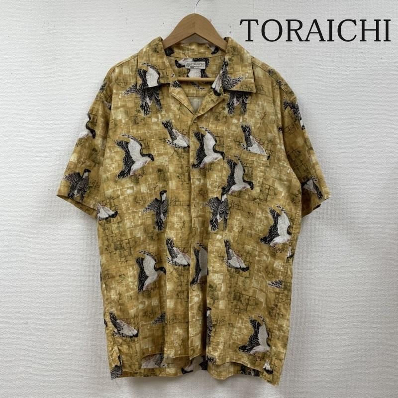 USED 古着 シャツ、ブラウス 半袖 TORAICHI 半袖 シャツ ブラウス Shirt ワークシャツ 胸ポケット ボタン 開襟 総柄 オープンカラー