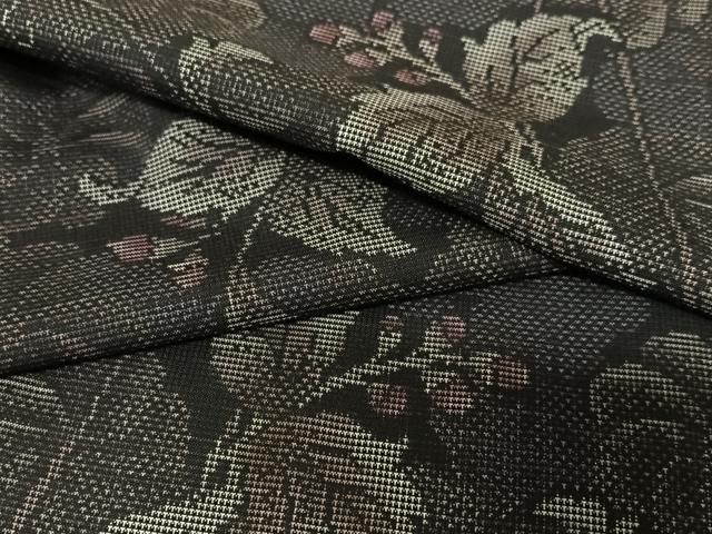 平和屋着物○本場大島紬 カタス7マルキ 枝花文 正絹 逸品 未使用