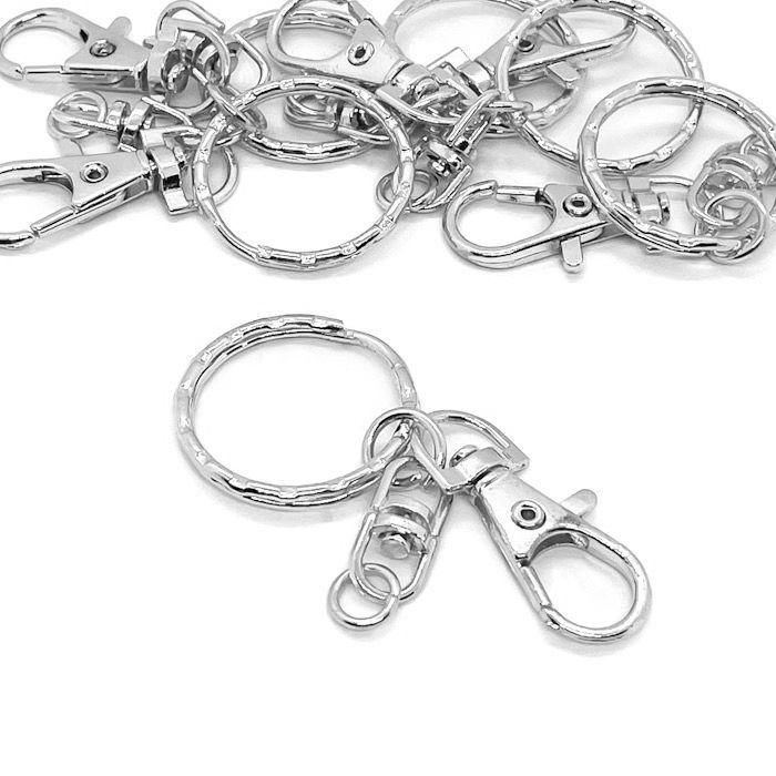 キーリング パーツ シルバー 6個セット 27mmリング 回転カン レバー